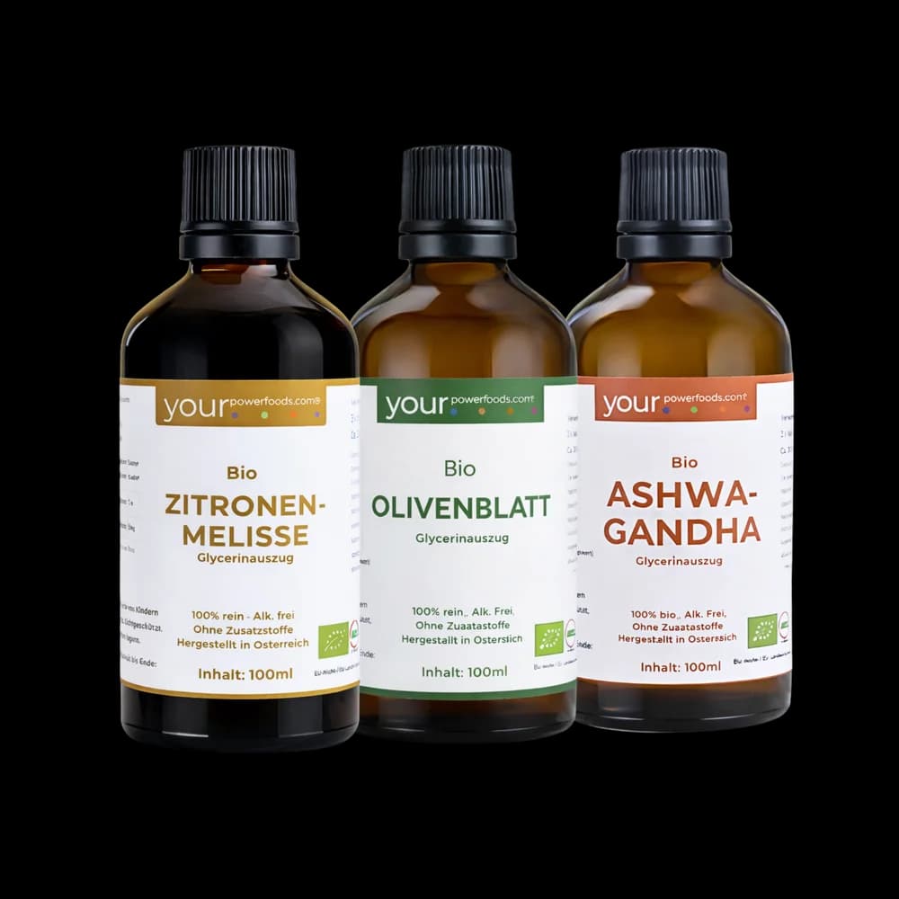 Pflanzliche Auszeit Bundle - Ashwagandha · Zitronenmelisse · Olivenblatt