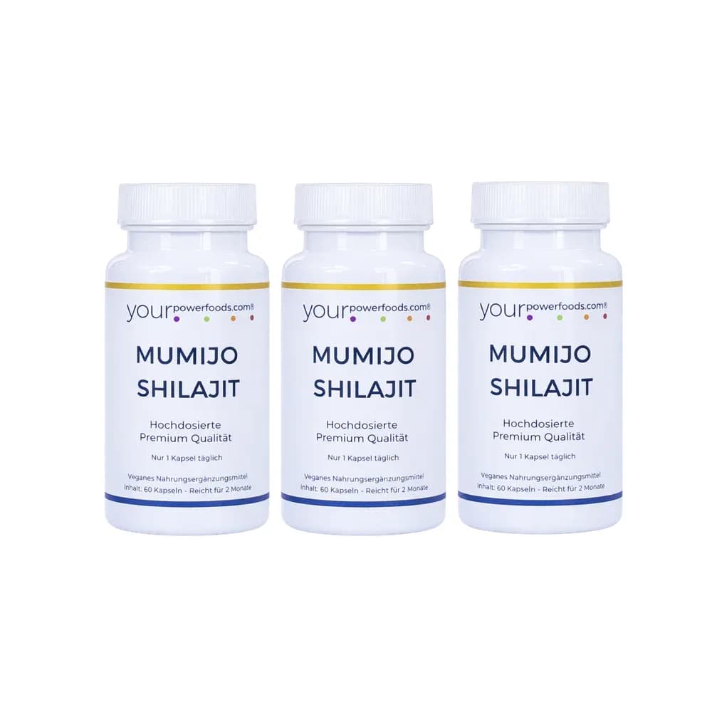 Mumijo Shilajit – 500 mg pro Kapsel, Vorteilsset 2+1 gratis