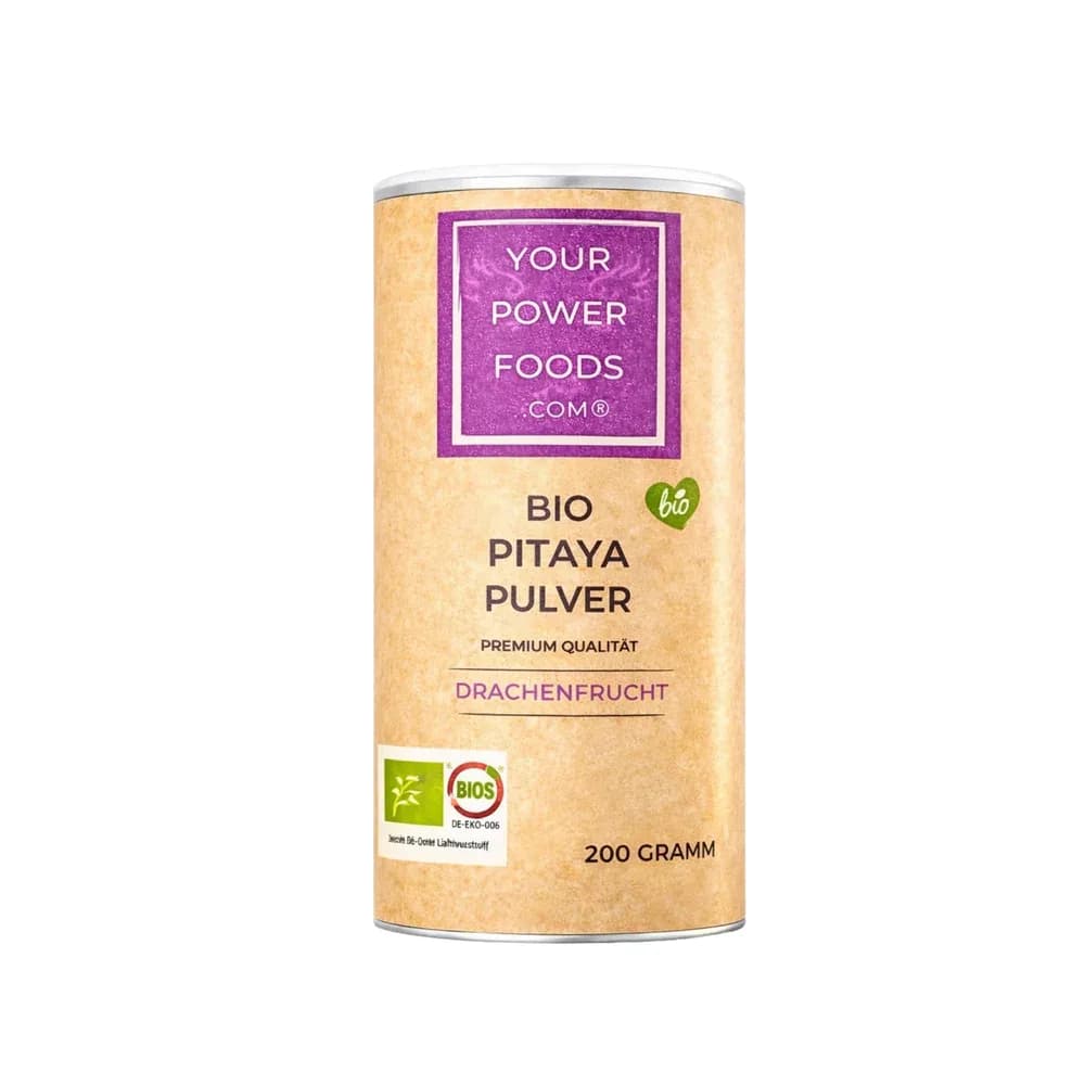 Pitaya Pulver, Bio, 200g, rotes Drachenfrucht Pulver, Red Dragon Powder