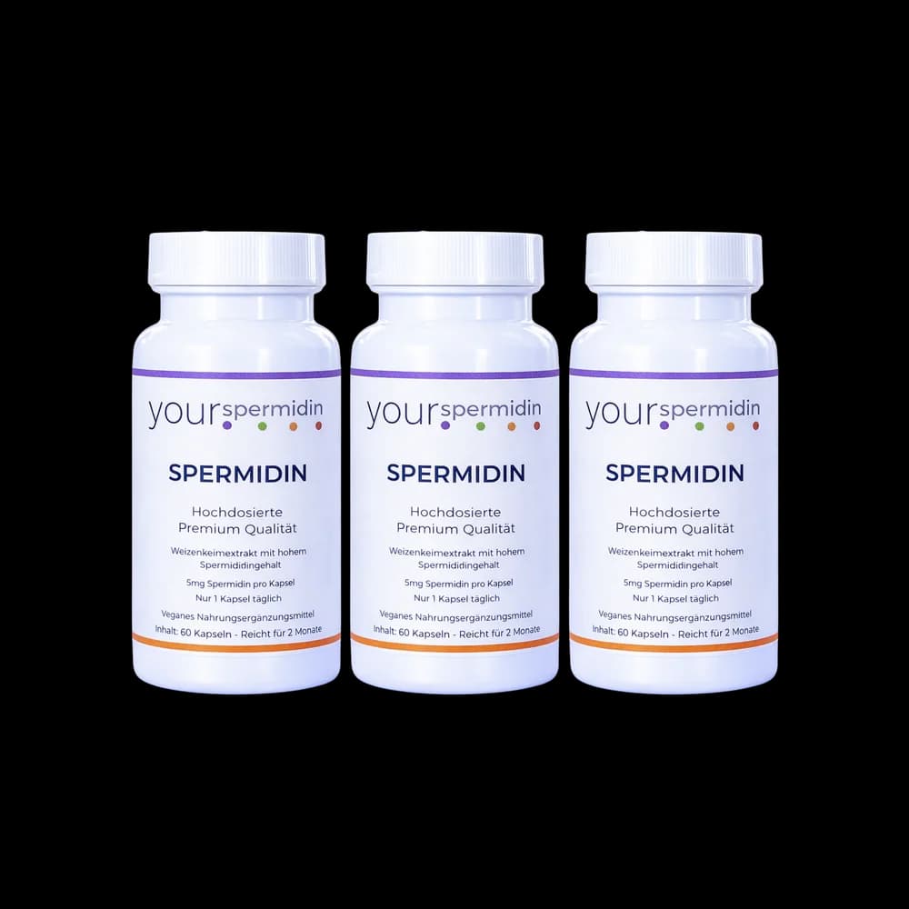 Spermidin Hochdosiert 5mg | Spermidin für 6 Monate | Weizenkeimextrakt Kapseln Kaufen | 3-er Vorteilsset
