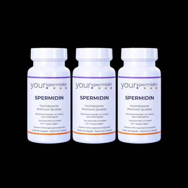 Spermidin Hochdosiert 5mg | Spermidin für 6 Monate | Weizenkeimextrakt Kapseln Kaufen | 3-er Vorteilsset