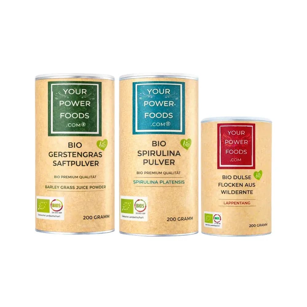 Power Foods Trio - Bio Spirulina, Dulse, Flocken, Gerstengras im Set