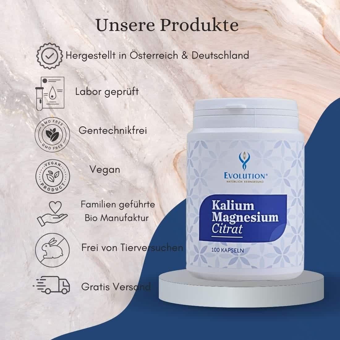 Kalium Magnesium Citrat, 100 Kapseln