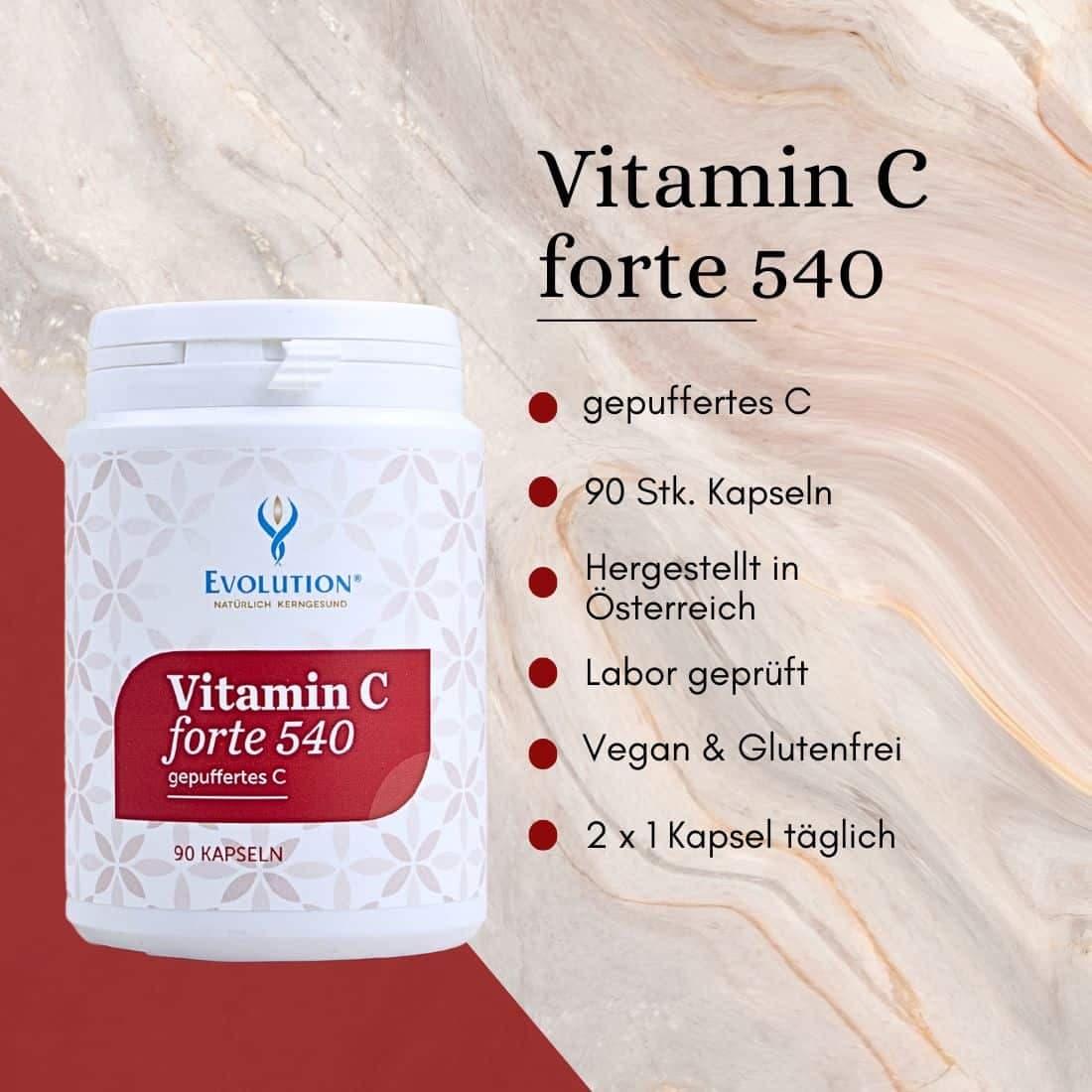 Vitamin C forte 540, gepuffertes C, Vorteilsset, 2 x 90 Kapseln