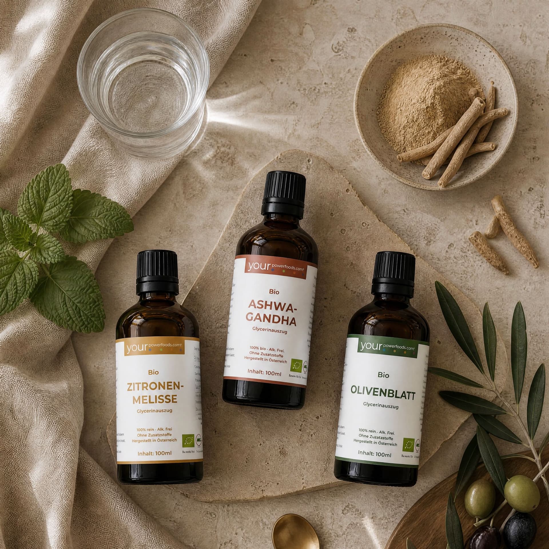 Pflanzliche Auszeit Bundle - Ashwagandha · Zitronenmelisse · Olivenblatt – Produktbild 2