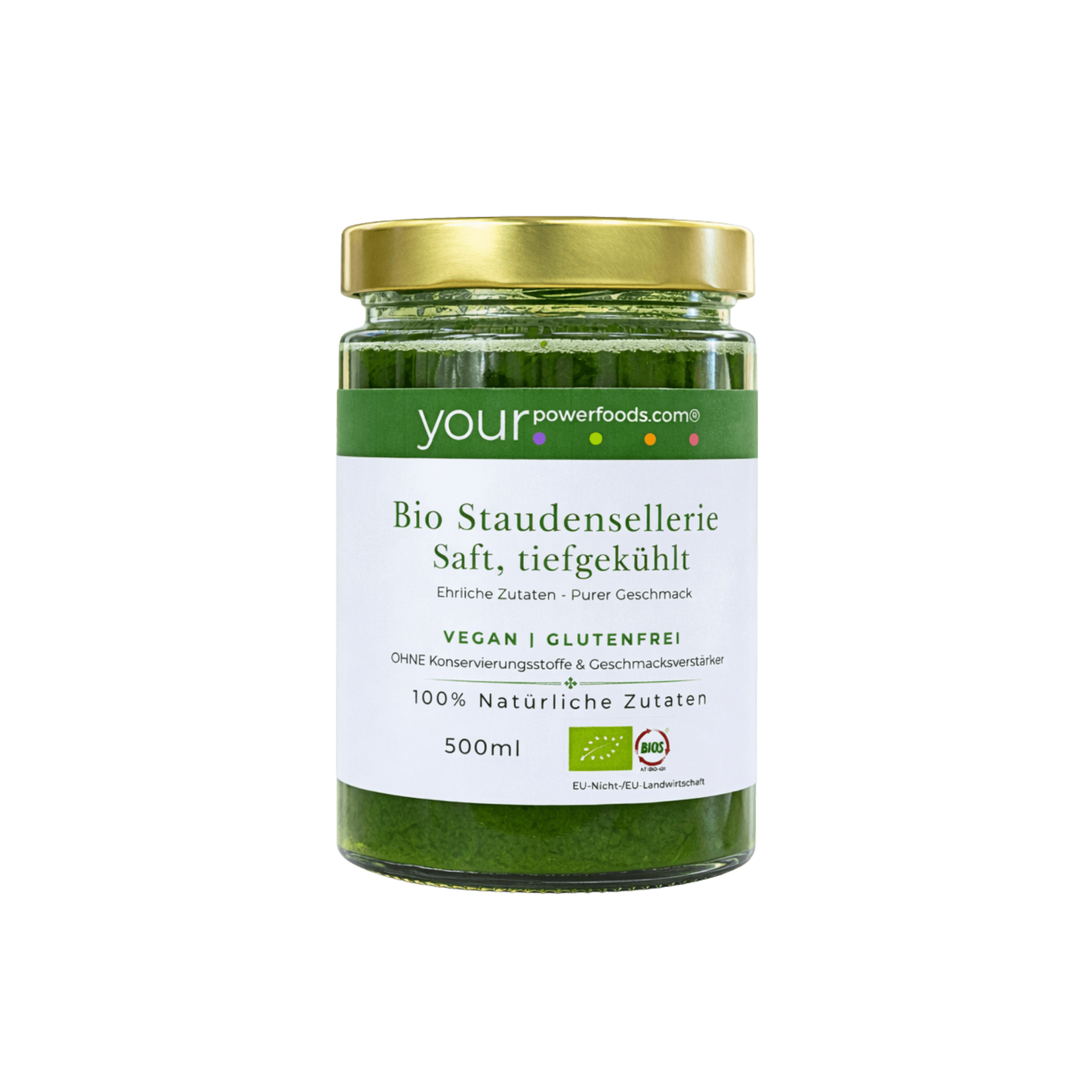 Bio Stauden Selleriesaft, tiefgekühlt, konform, vegan, glutenfrei, Vorteilsset 12 x 500 ml