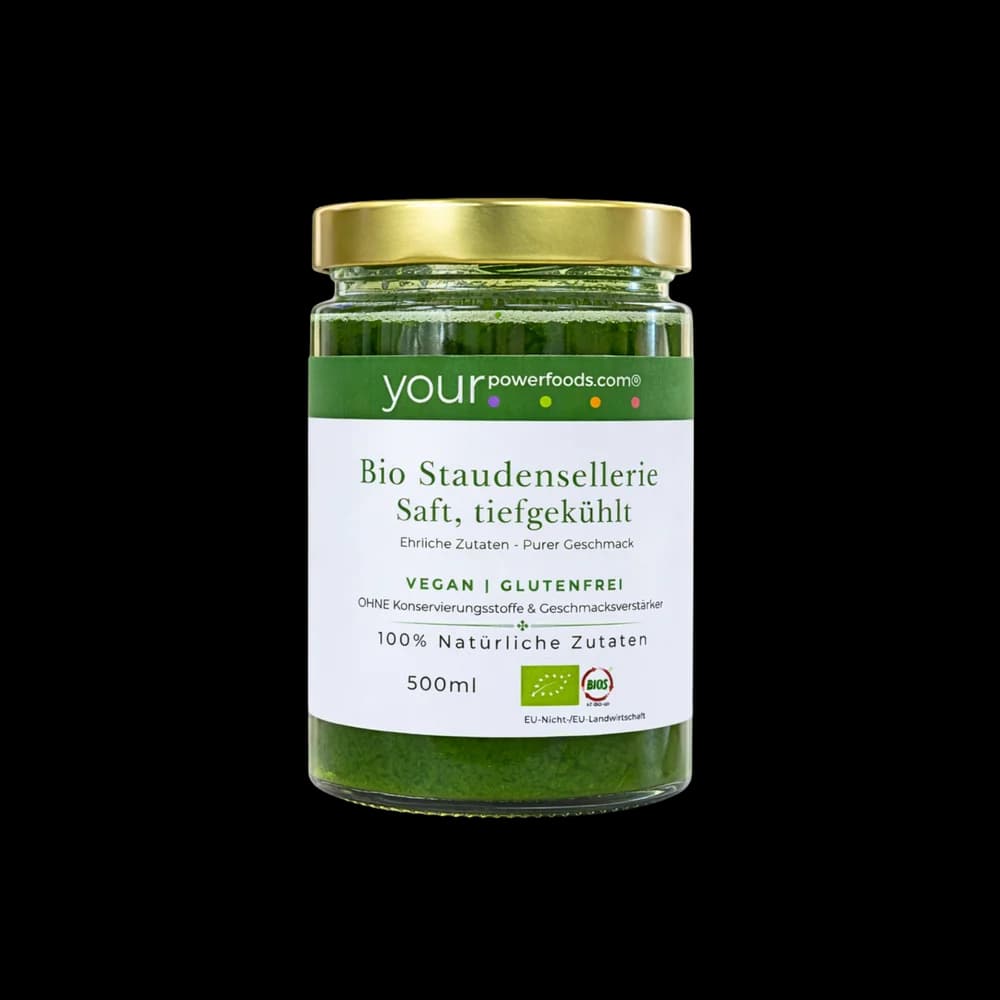 Bio Stauden Selleriesaft, tiefgekühlt, konform, vegan, glutenfrei, Vorteilsset 12 x 500 ml