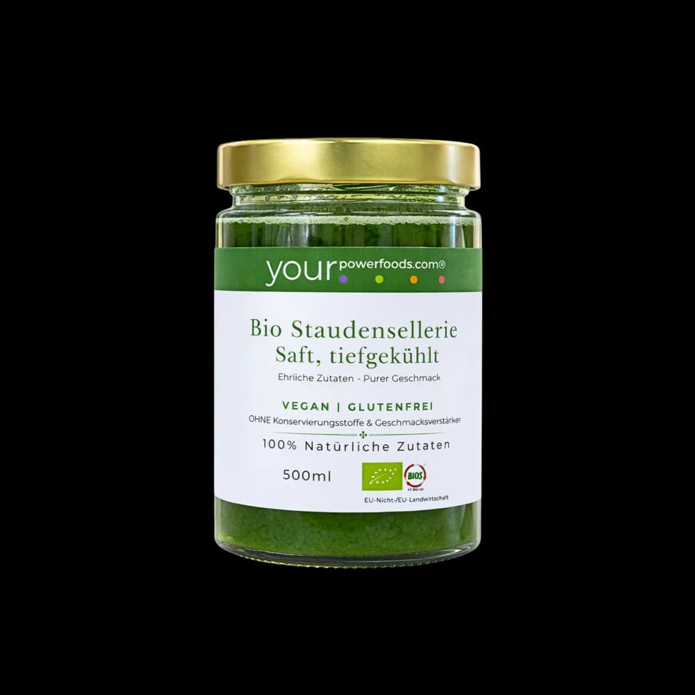 Bio Stauden Selleriesaft, tiefgekühlt, konform, vegan, glutenfrei, Vorteilsset 12 x 500 ml