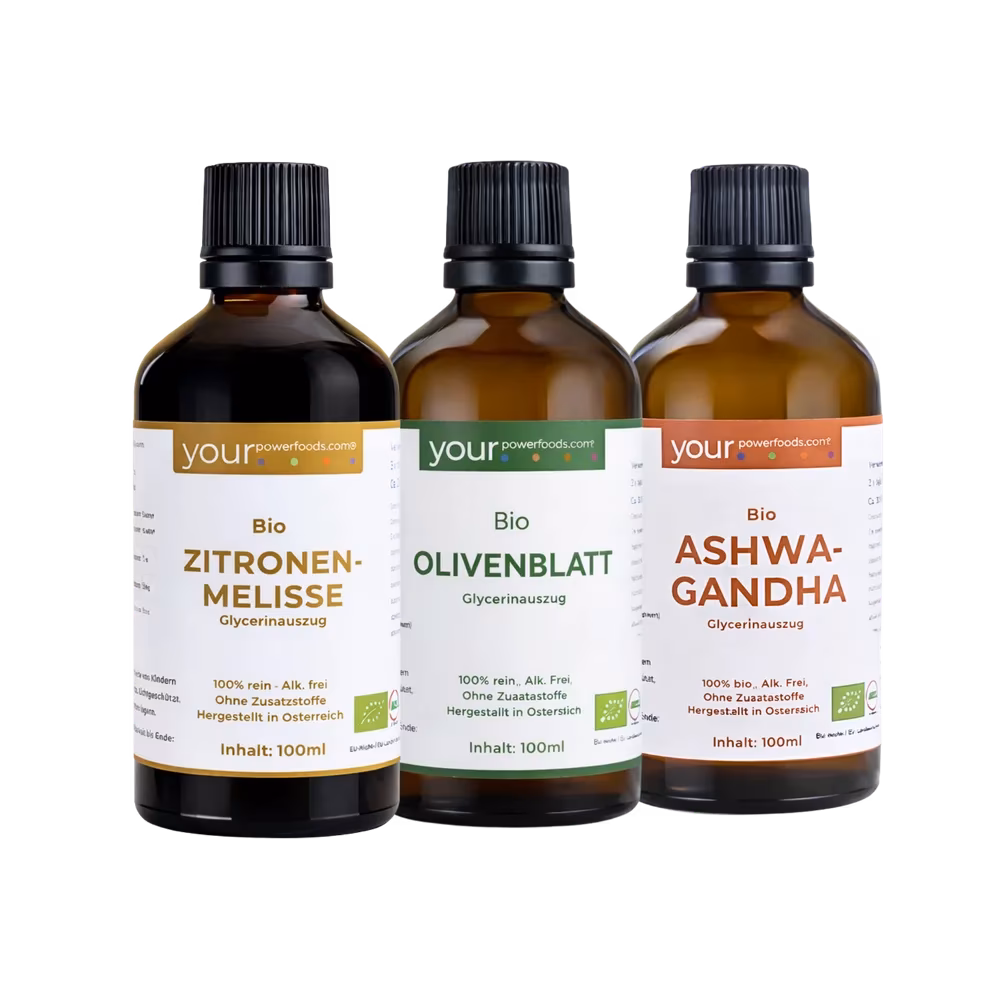 Pflanzliche Auszeit Bundle - Ashwagandha · Zitronenmelisse · Olivenblatt