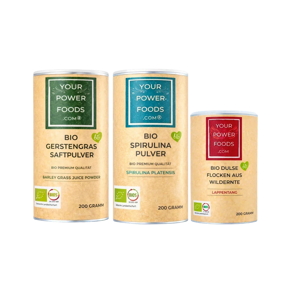 Power Foods Trio - Bio Spirulina, Dulse, Flocken, Gerstengras im Set