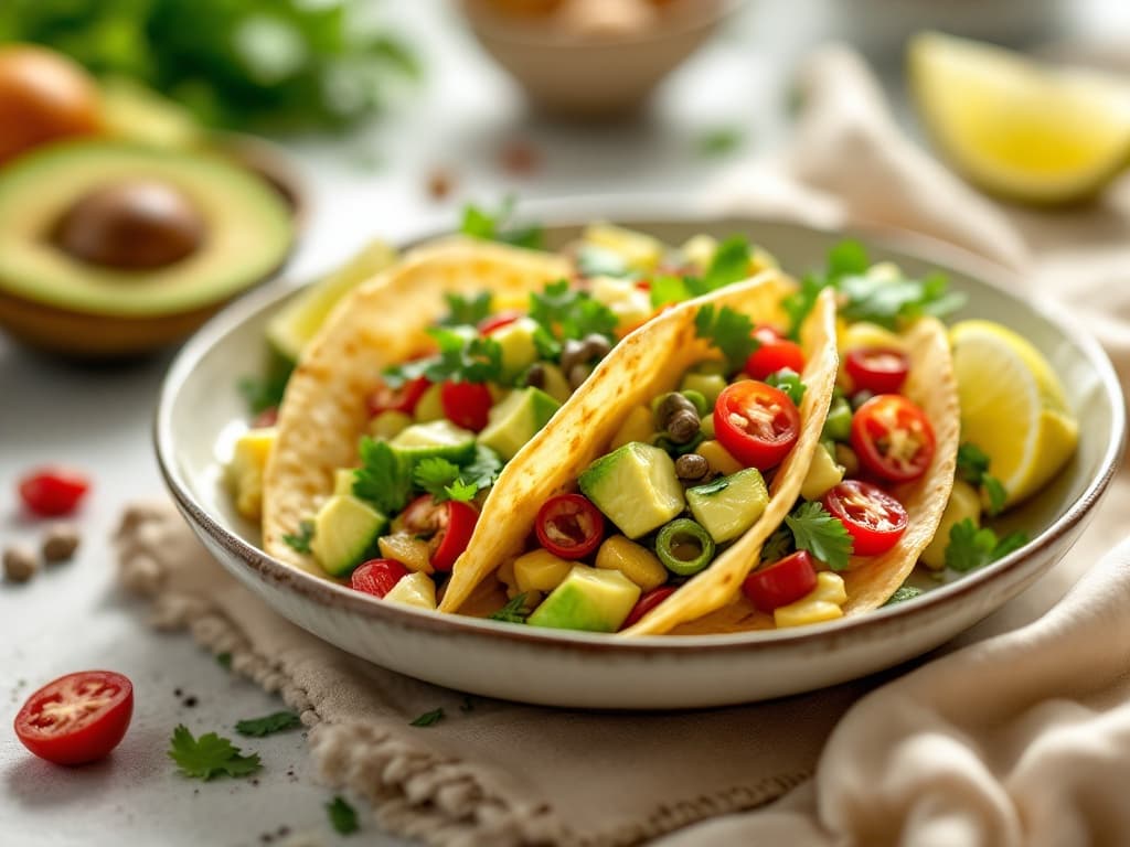 Austernpilz-Tacos mit Avocadocreme und Limette