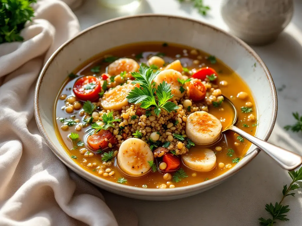 Brokkoli-Quinoa-Salat mit Rote Bete und zartem Hähnchen
