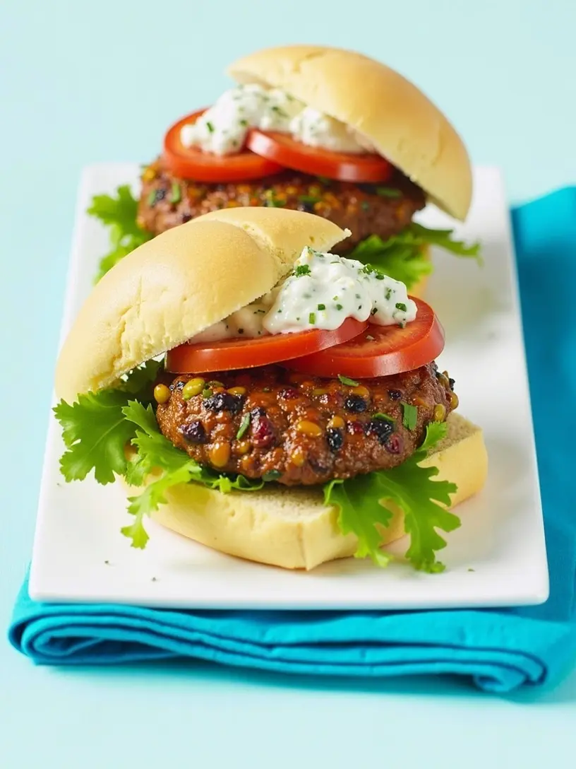 Burger mit Lachsfrikadelle, Mais und hausgemachter Remoulade