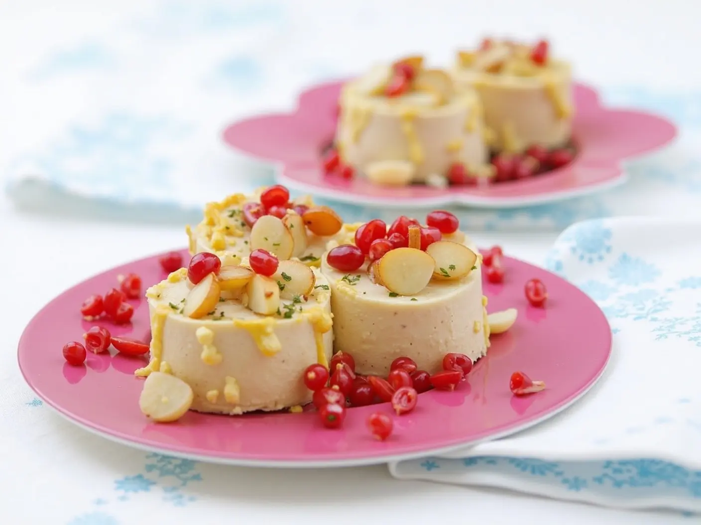 Gebackener Ziegenkäse mit Mandelkruste und Granatapfelkernen