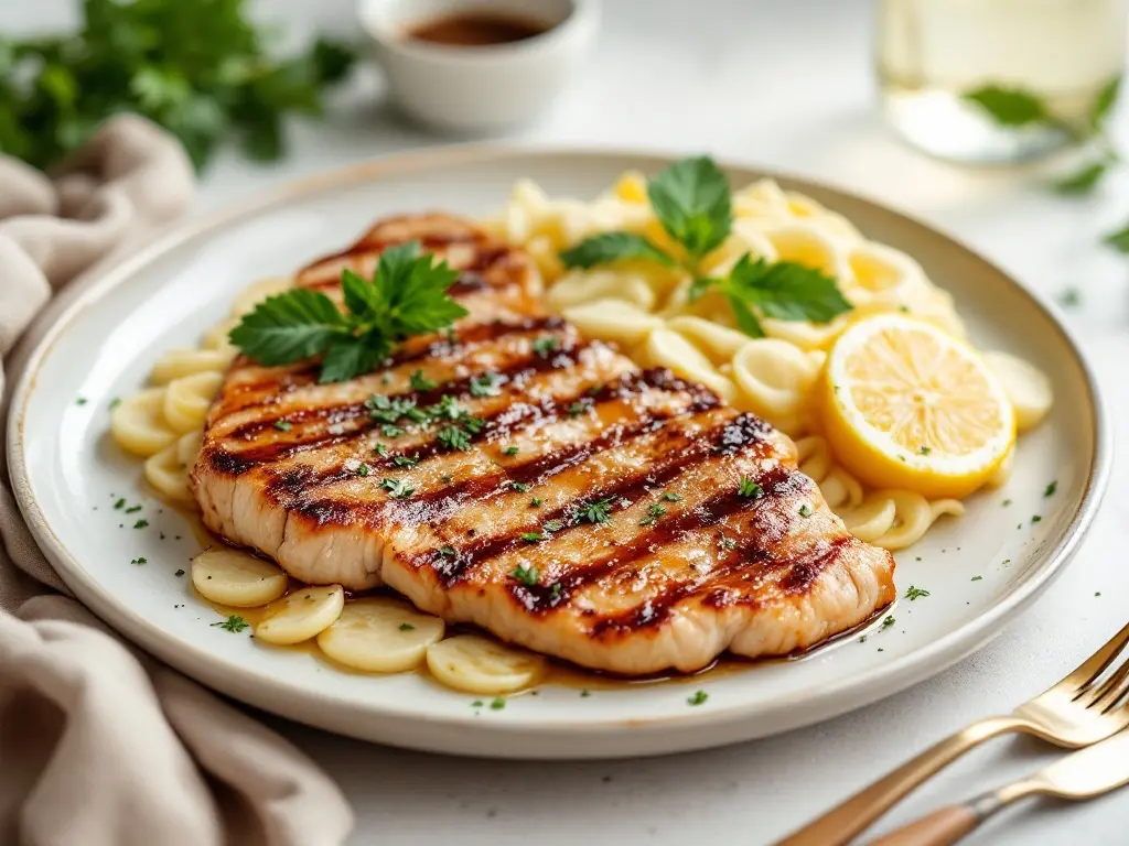 Gebratene Lachswürfel mit Kichererbsen und Gewürzaroma
