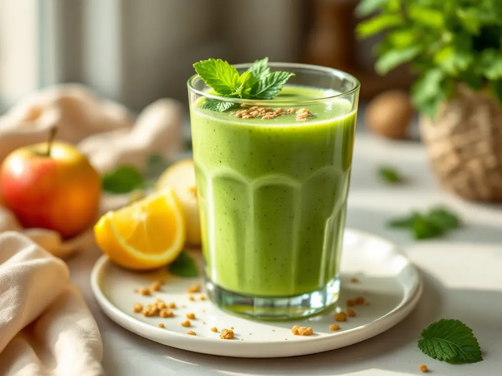 Grüner Detox-Smoothie mit Spinat, Gurke und Ingwer
