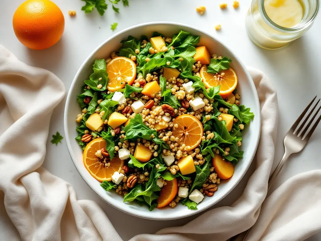 Grünkohl-Quinoa-Salat mit Granatapfel und Orangen-Vinaigrette