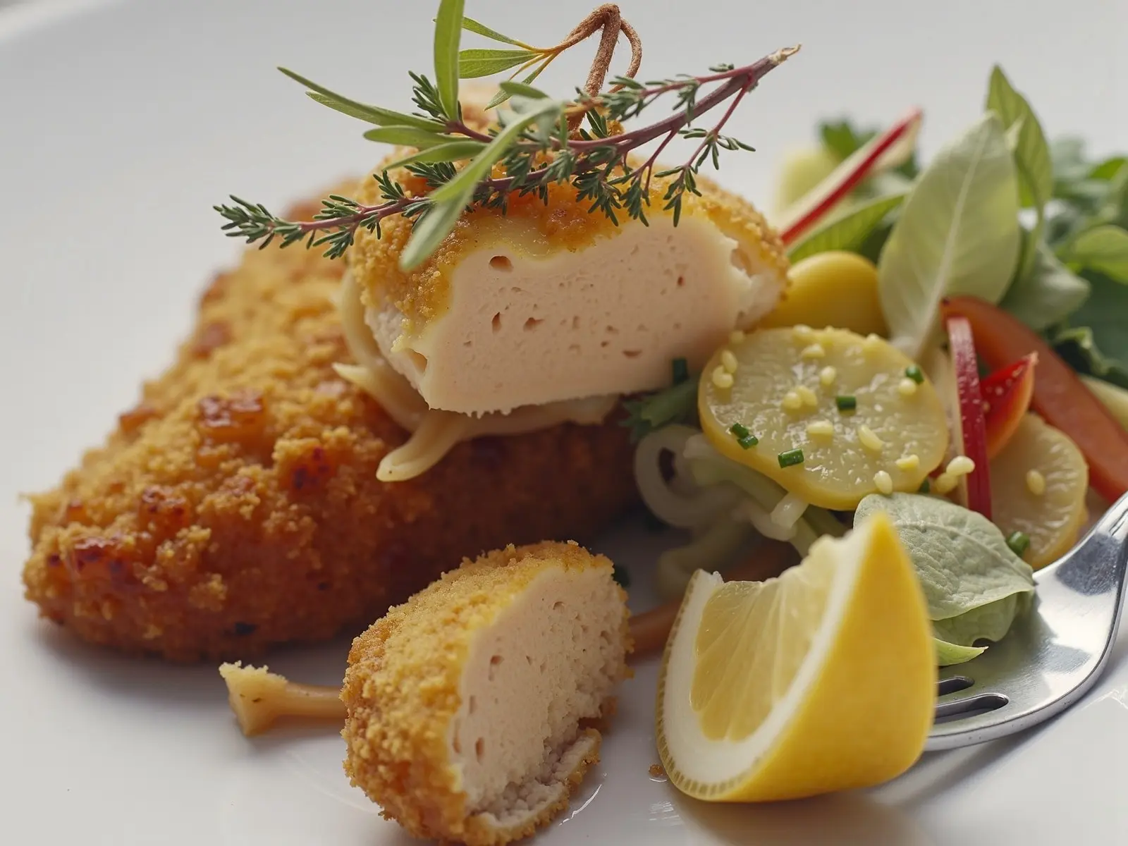 Paniertes Hähnchenfilet mit Kartoffel-Radieschen-Salat