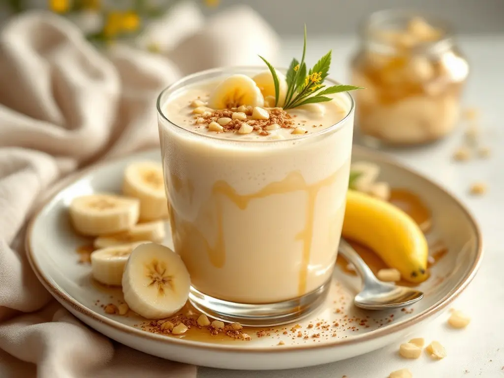 Cremiger Haferporridge mit Banane, Datteln und Honig