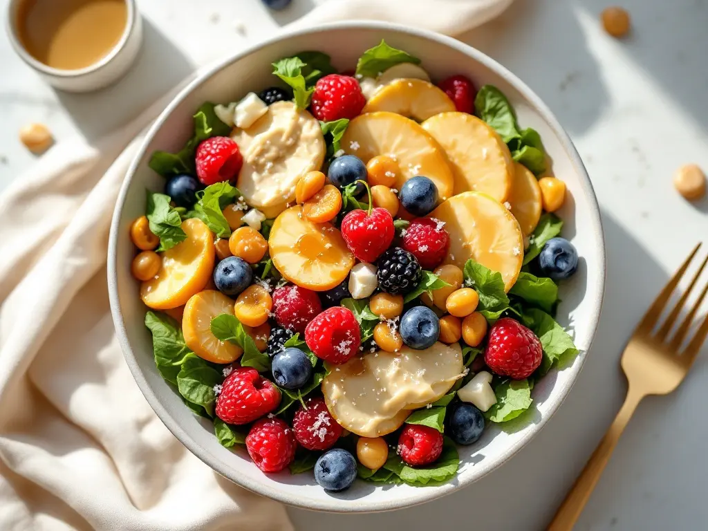 Hirse-Frühstücksbowl mit Himbeeren und Mandelmus
