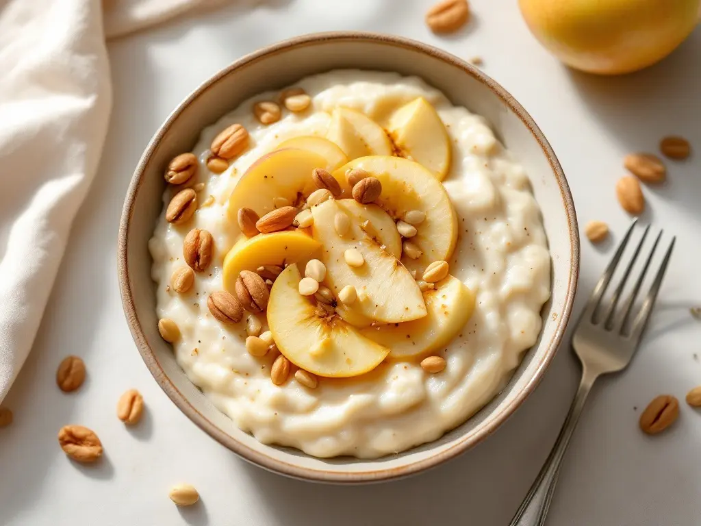 Cremiges Hirse-Porridge mit Apfel und Walnüssen