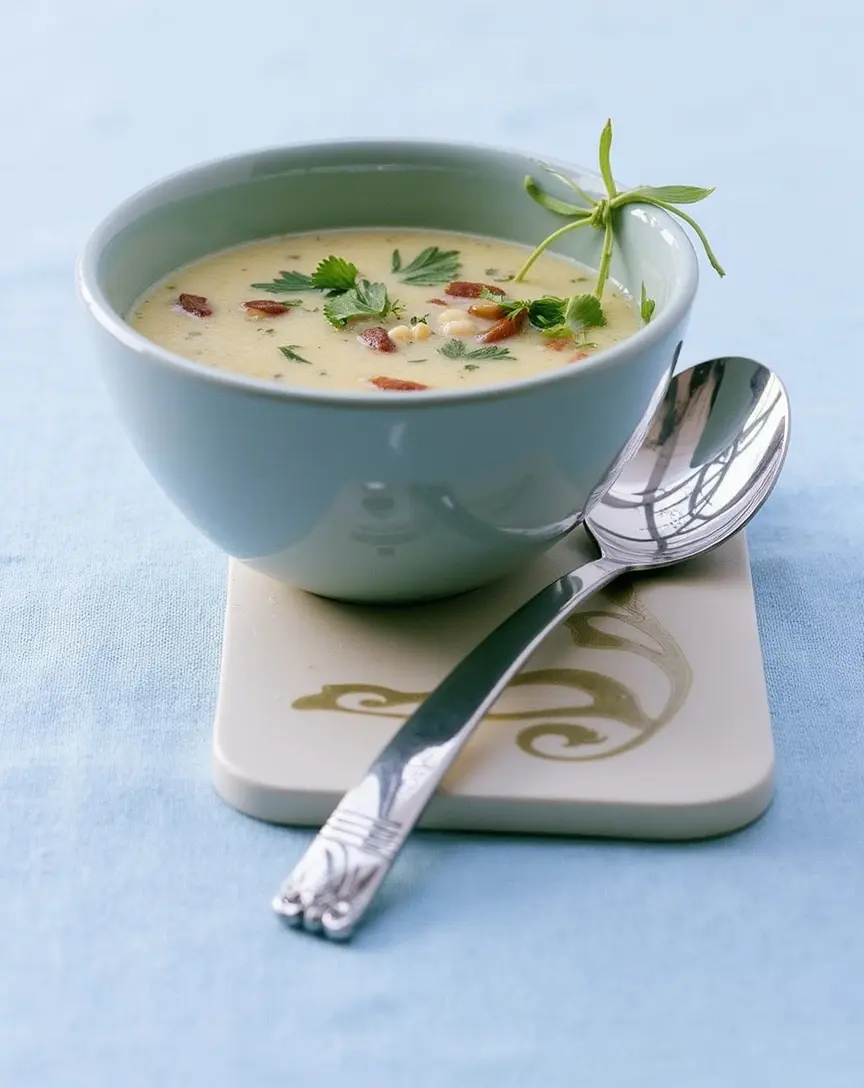 Cremige Kartoffelsuppe mit gerösteten Mandelblättchen