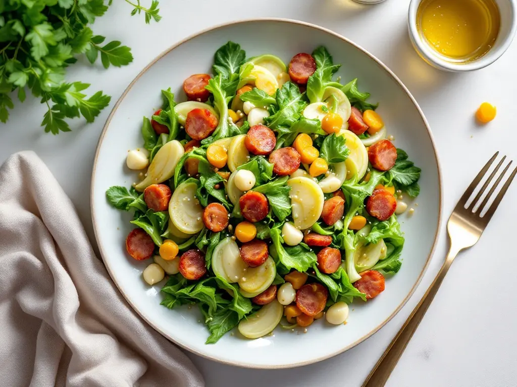 Knuspriger Weißkohl-Salat mit Speckwürfeln