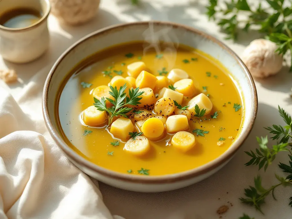 Cremige Kürbis-Ingwer-Suppe mit gerösteten Kürbiskernen