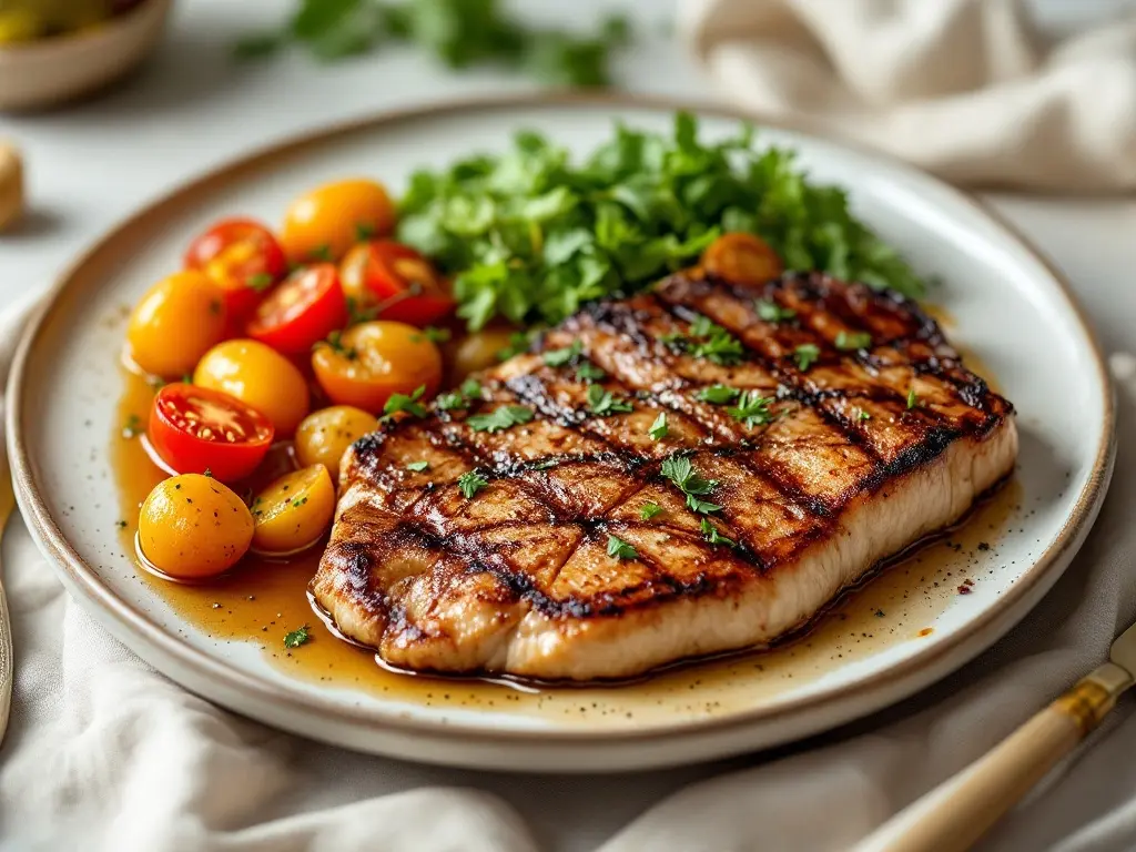 Lachsfilet mit Kürbis und Kichererbsen aus dem Ofen