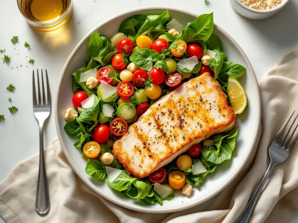 Lachsfilet mit Walnusskruste und Nektarinen-Tomaten-Salat