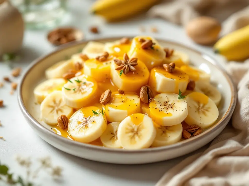 Lauwarmer Hüttenkäse mit Honig und Walnüssen