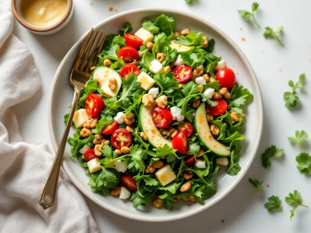Lauwarmer Linsen-Rucola-Salat mit gebratenen Feigen und Walnüssen