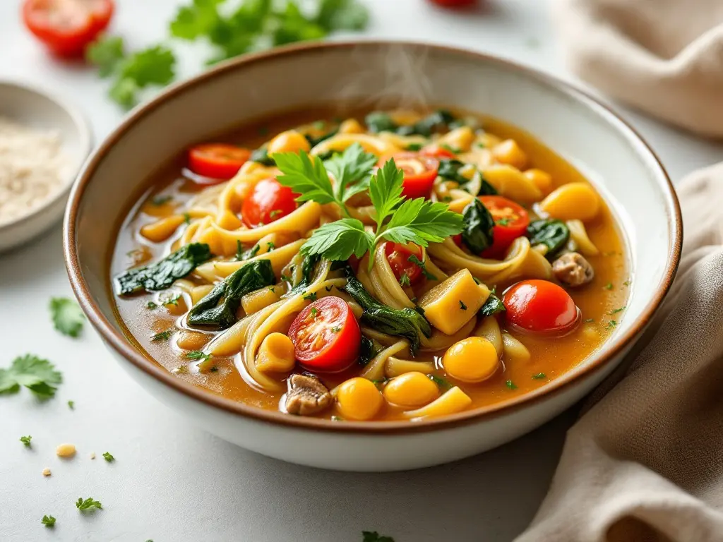 Linsen-Dal mit Spinat und Tomaten