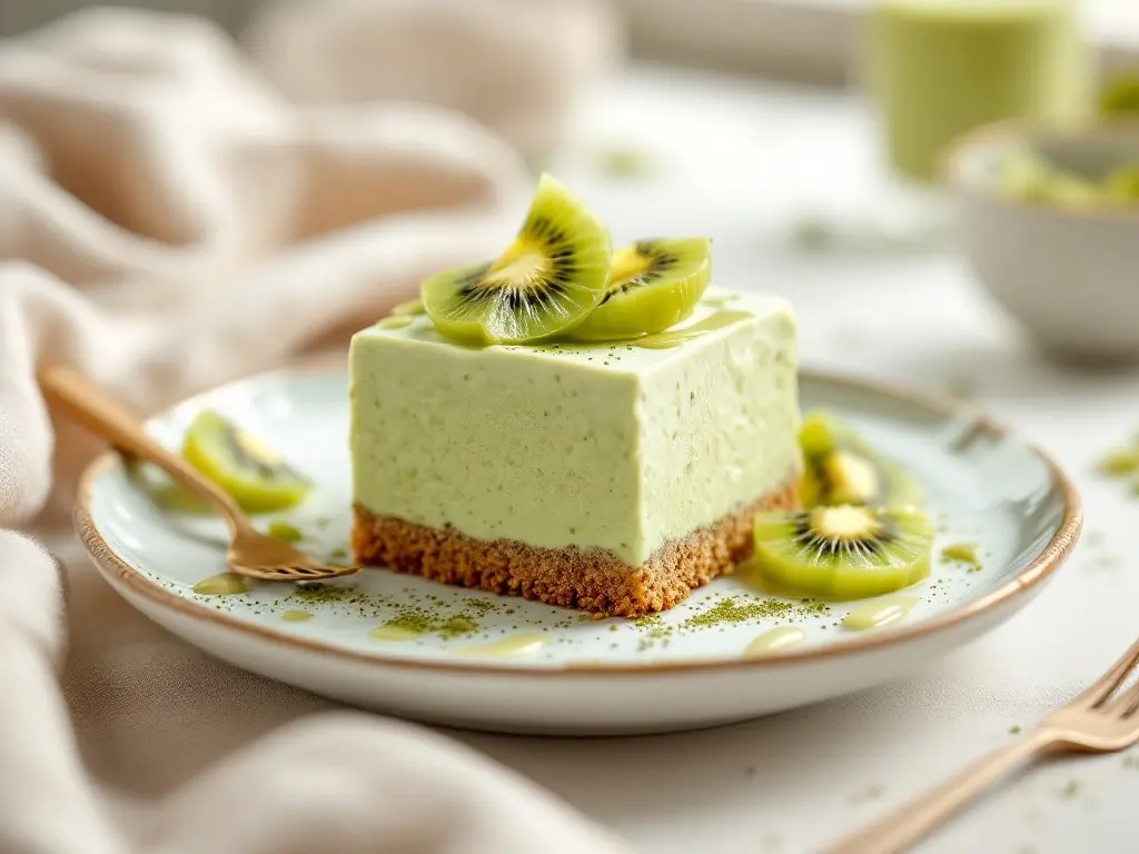 Matcha-Chia-Pudding mit Kokosjoghurt und Kiwi