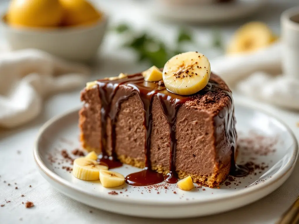 Cremige Schokoladen-Mousse mit Banane und Granatapfel