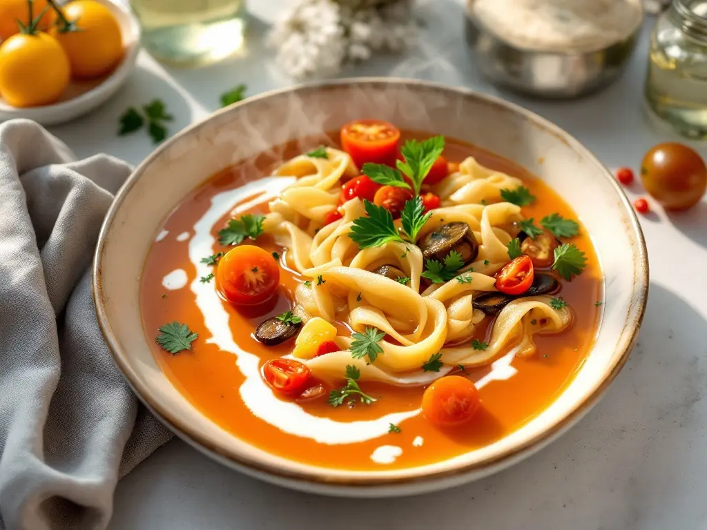 Würzige rote Linsensuppe mit Joghurt und Rosinen
