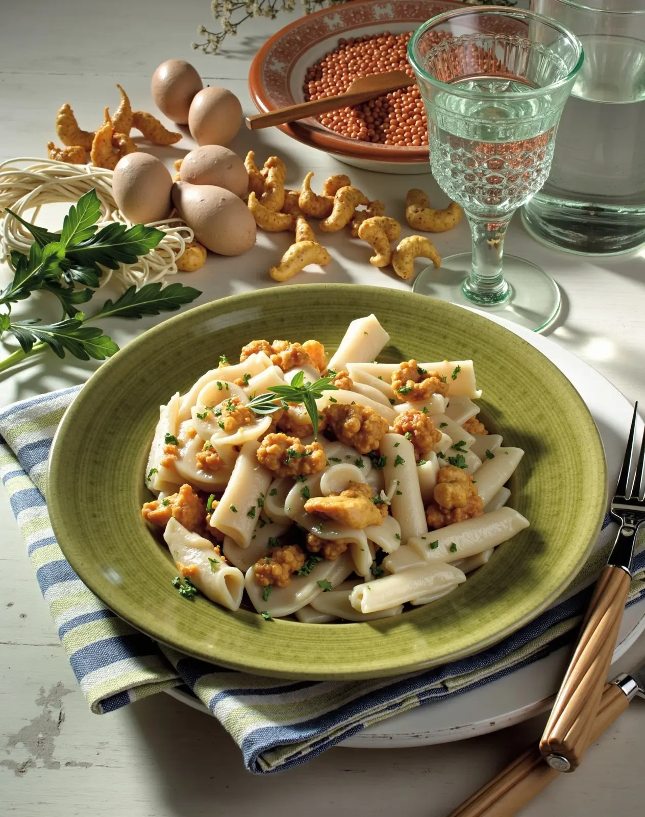 Pilz-Linsen-Nudeln mit frischer Zitronensauce