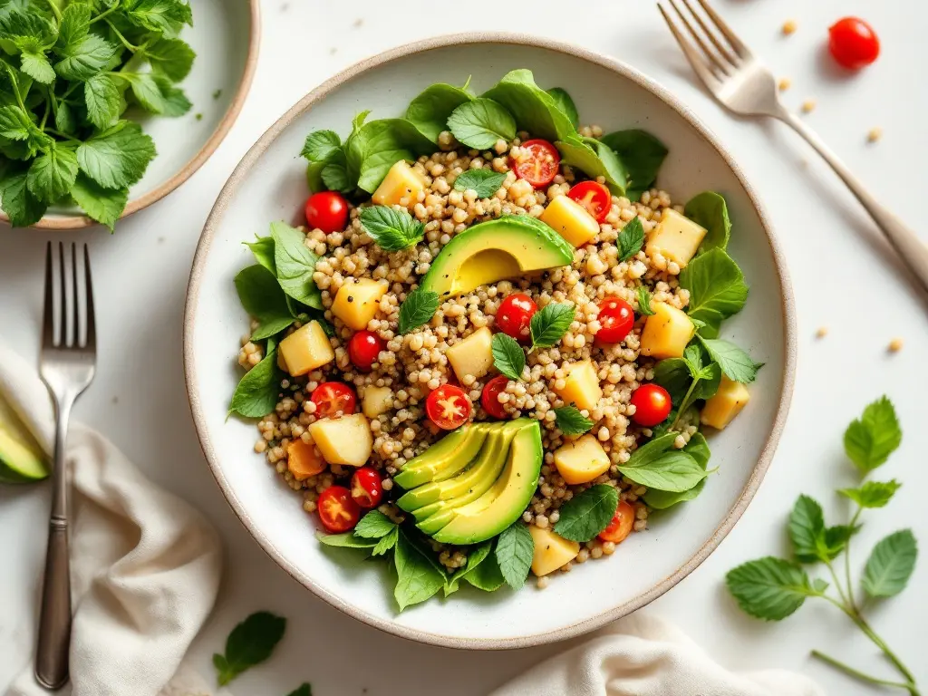 Quinoa-Granatapfel-Salat mit Avocado und Minze