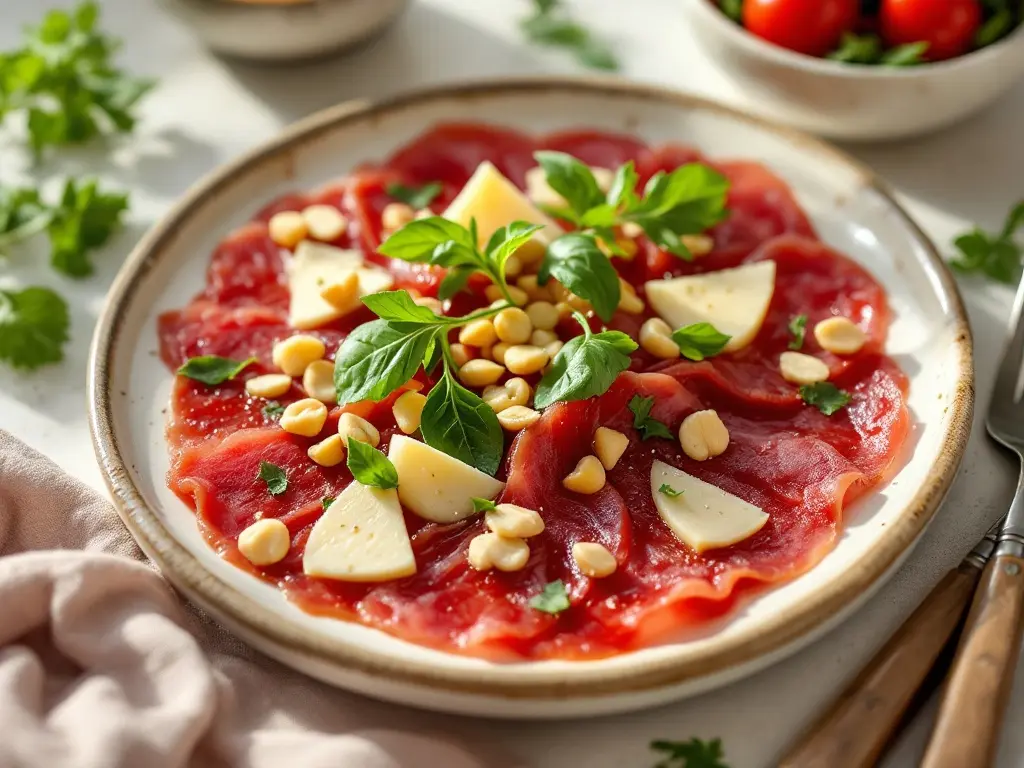 Rote-Bete-Carpaccio mit Walnüssen und Ziegenkäse