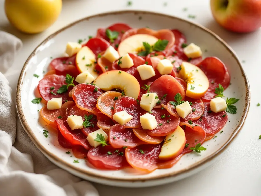 Rote-Bete-Carpaccio mit Ziegenfrischkäse und Apfel