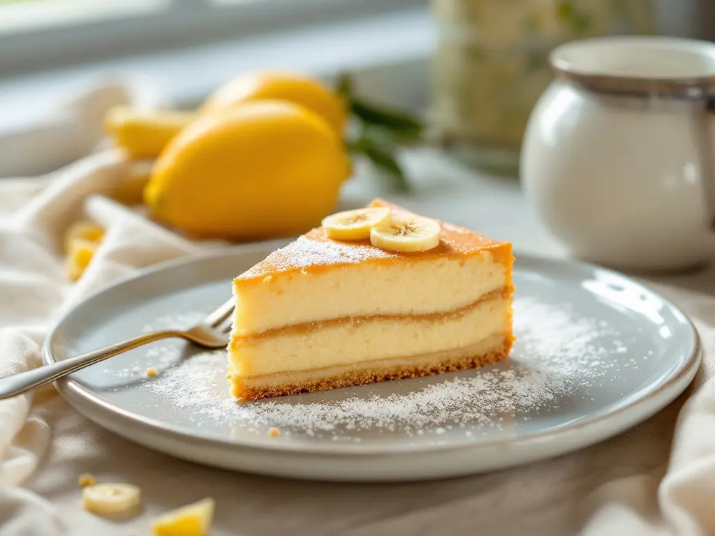 Vanillepudding-Blechkuchen mit Bananenschicht und Tortenguss