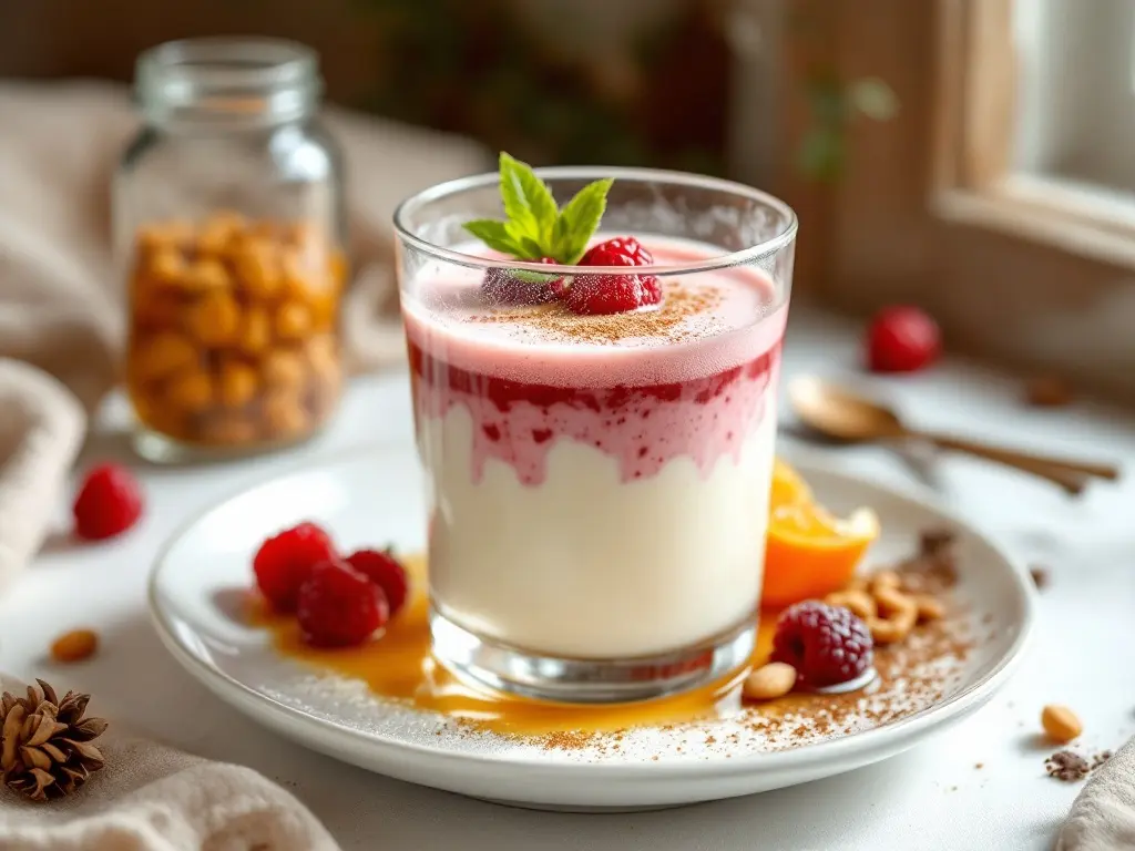Warme Kirsch-Mandelmilch mit Vanille