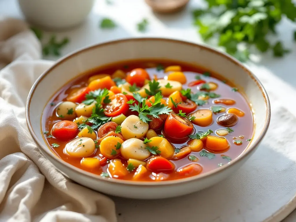 Würzige Kichererbsen-Tomatensuppe mit frischem Koriander