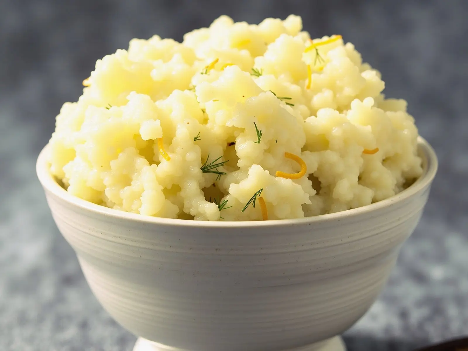 Cremiger Kartoffelbrei mit Zitronenzesten und Dill