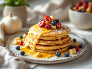Buchweizen-Pancakes mit Heidelbeerkompott und Mandelmus