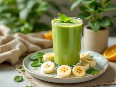 Grüner Matcha-Smoothie mit Spinat und Banane