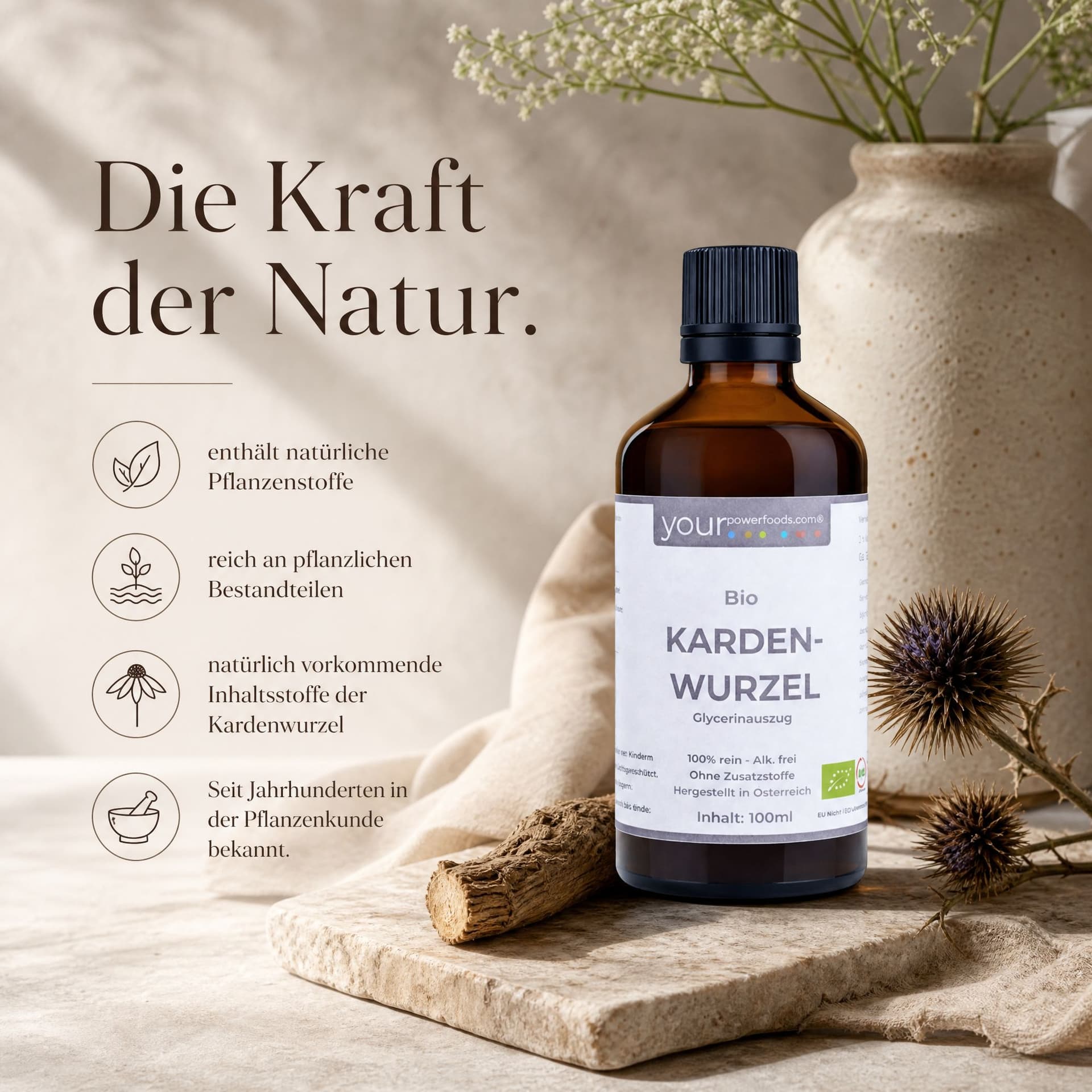 Bio Kardenwurzel Tinktur, alkoholfrei, 100ml