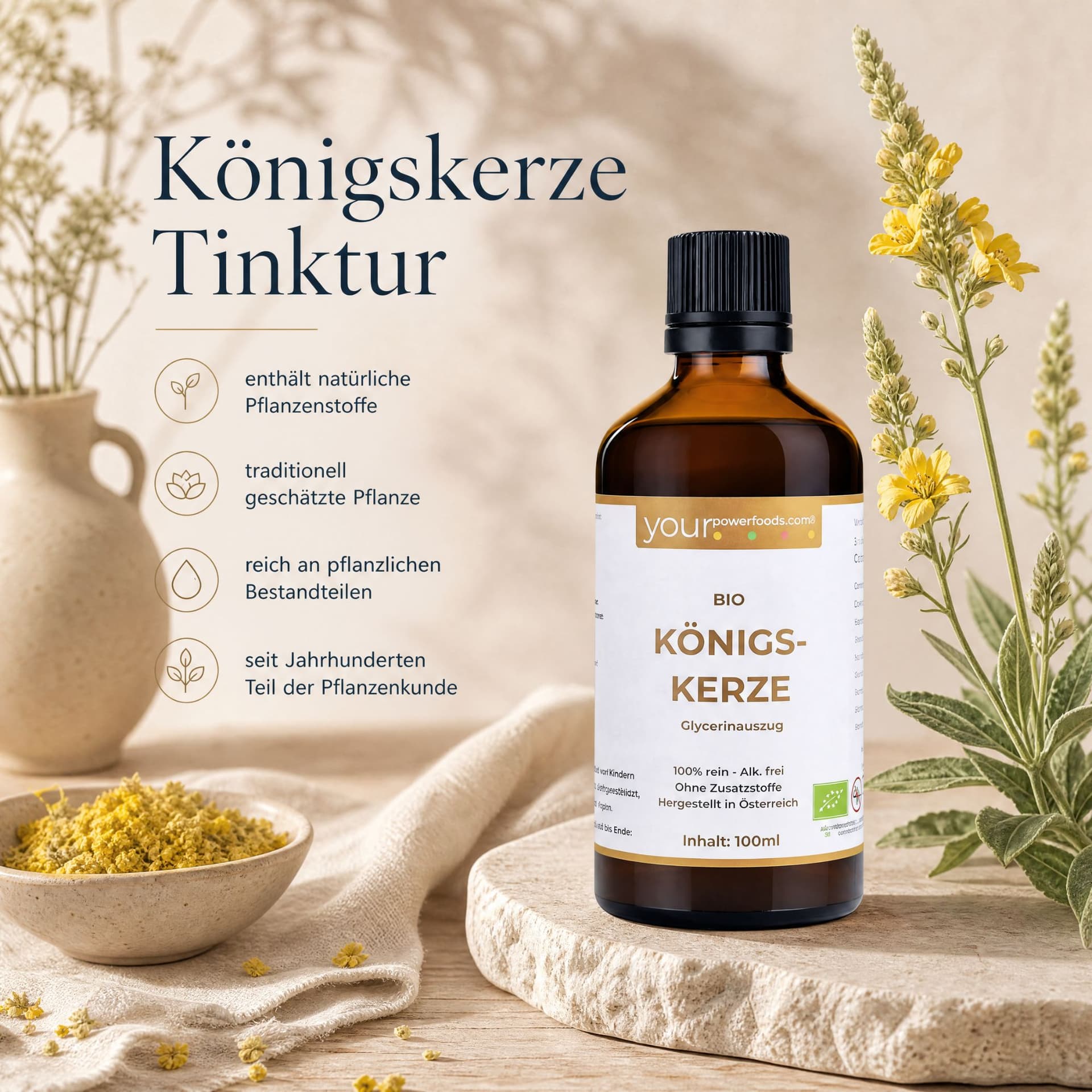 Bio Königskerze Tinktur – konform, alkoholfrei,100ml