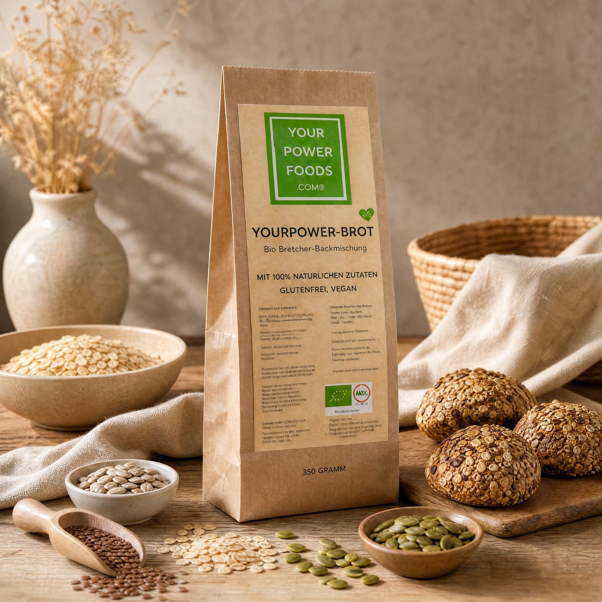 Bio Brot Backmischung, glutenfrei, vegan, konform, Vorteilsset 6 x 350g