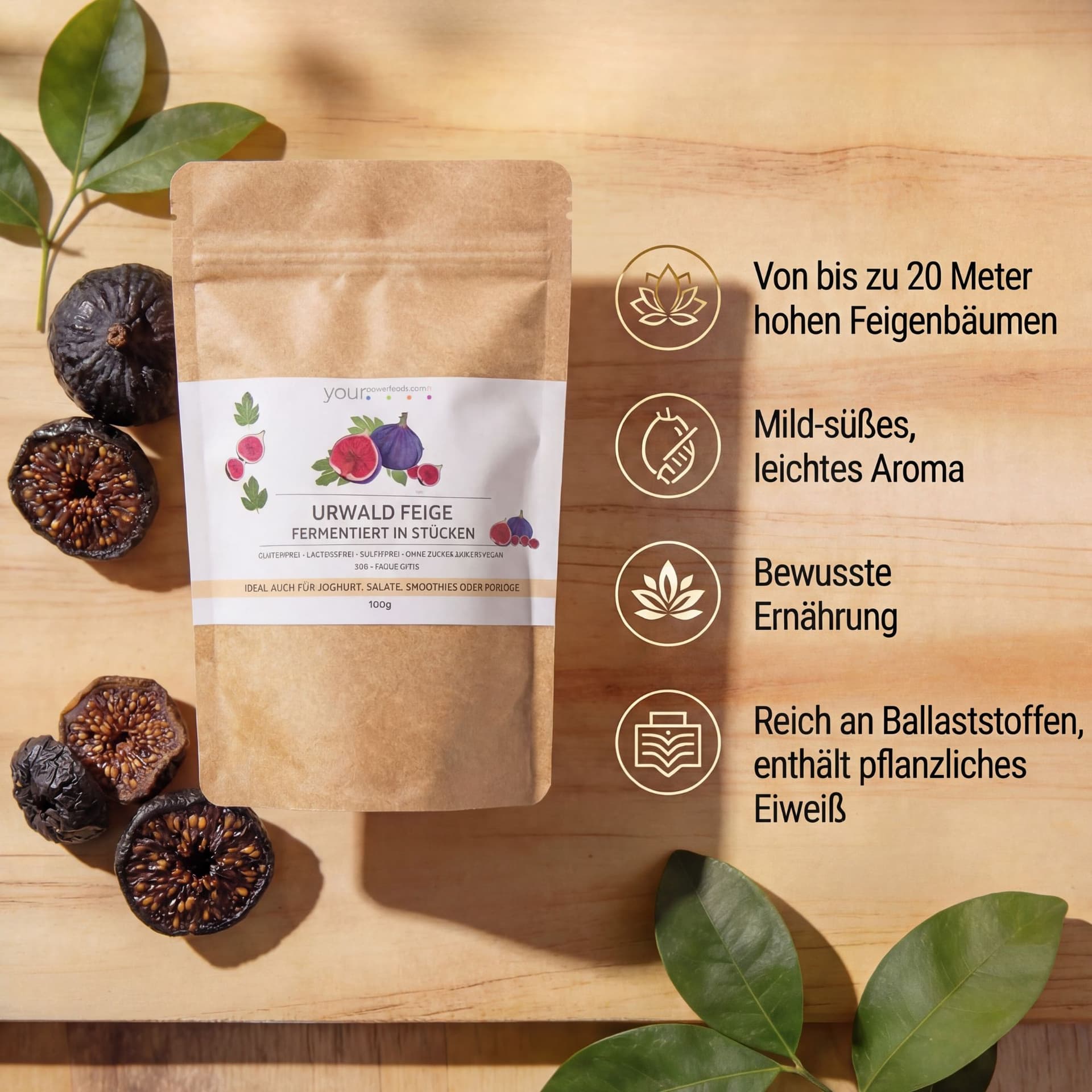Urwaldfeige fermentiert, 100g, Premium Qualität